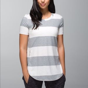 Size 6 grey striped Lululemon Om tee